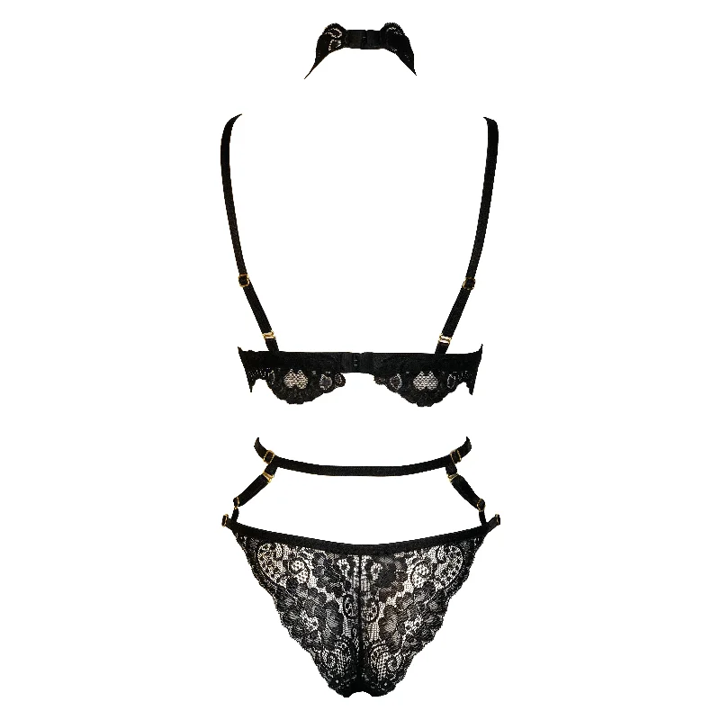 Cat Lady lace lingerie set black