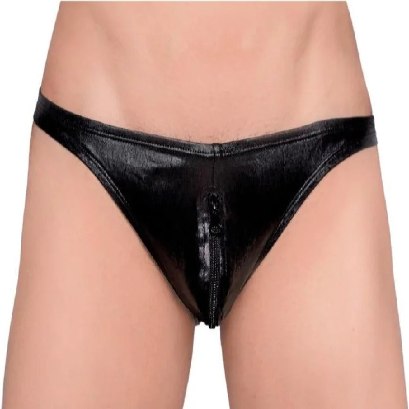 TARTARUS COATED LOW RISE FAUX LEATHER THONG