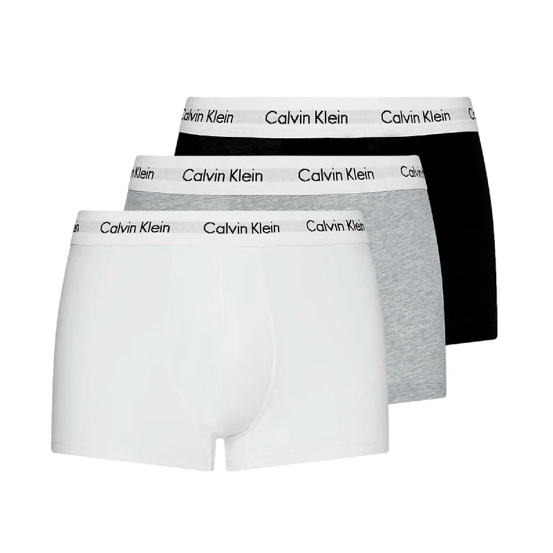 Calvin Klein 3 Pack Cotton Stretch Low Rise Trunks - Black/White/Grey Heather