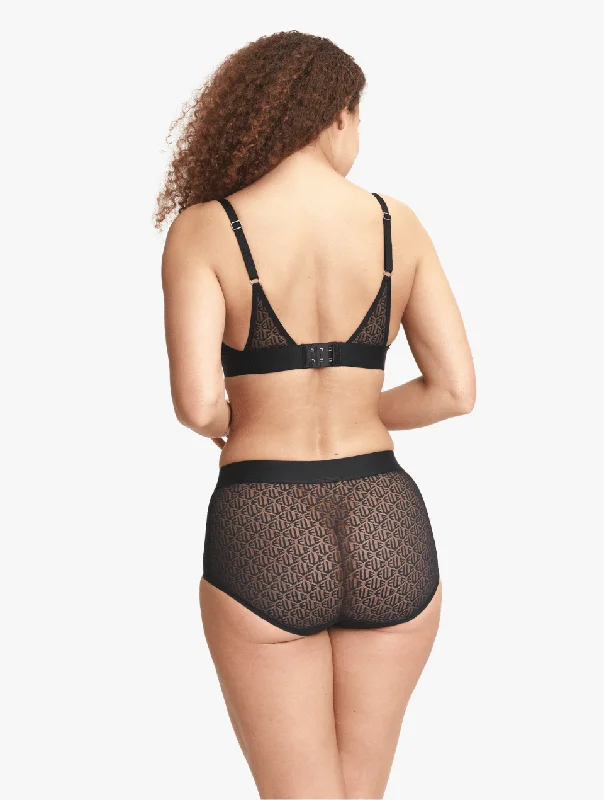 ELLE Icon Lace Triangle Bralette & High Waisted Brief Set - Black