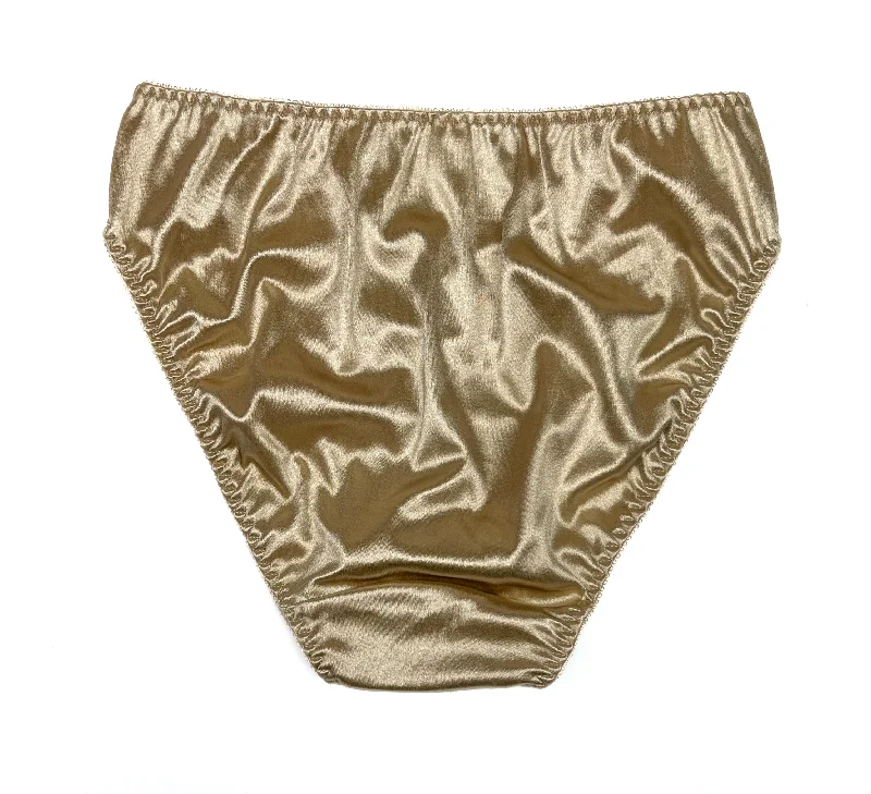 High Leg Satin Panty Mesh Trim