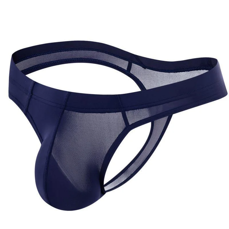 JM290 Navy Mens Ice Silk Thong/ G-String