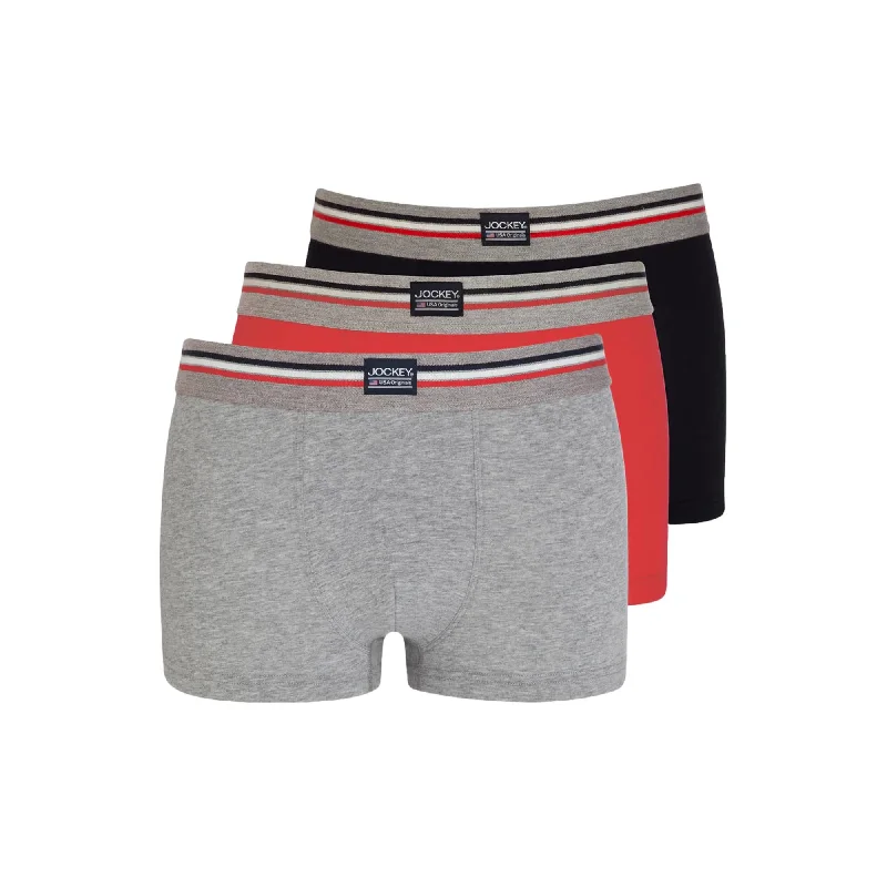 Jockey Cotton Stretch Short Trunk 3 Pack - Grey Mix