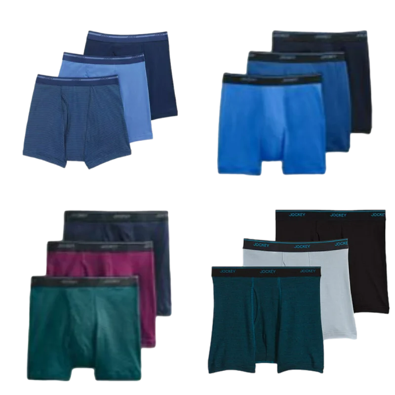 Jockey Men's Sport Boxer Shorts Cotton Trunks Key-Hole Fly 3 Pack