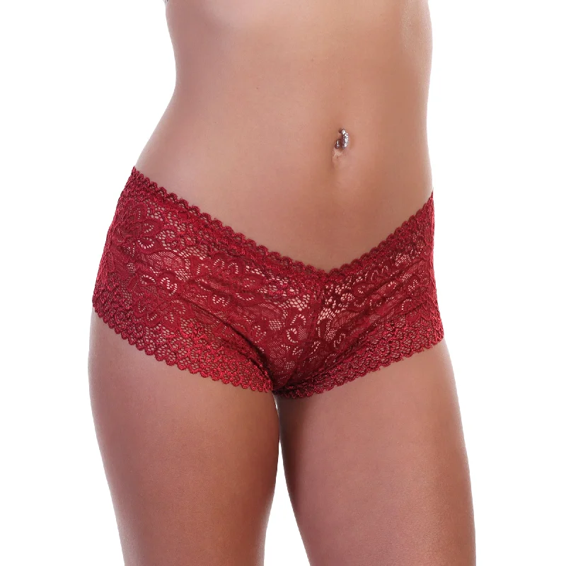 Lace Cheeky Boxer Brief Panties (6-Pack)