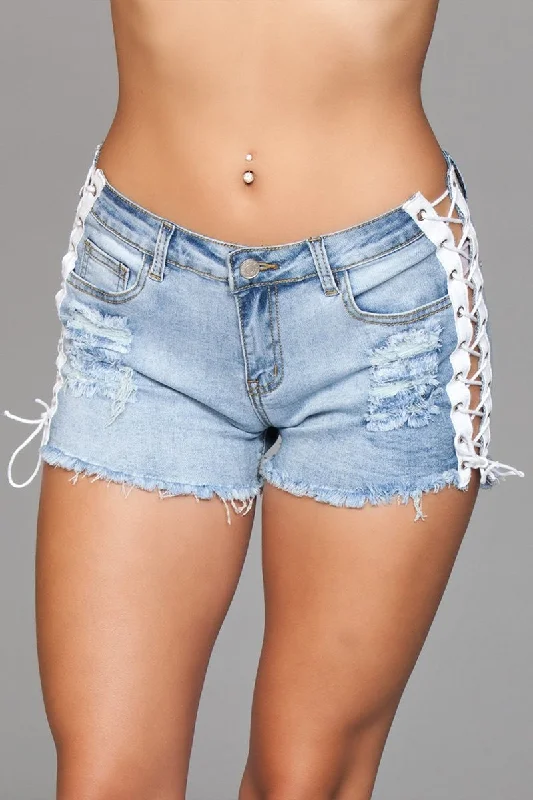 Light wash denim shorts