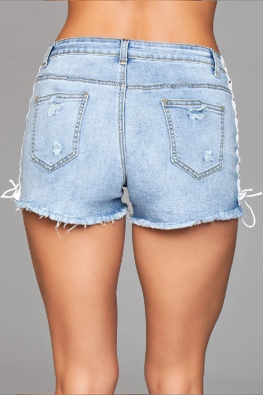 Light wash denim shorts