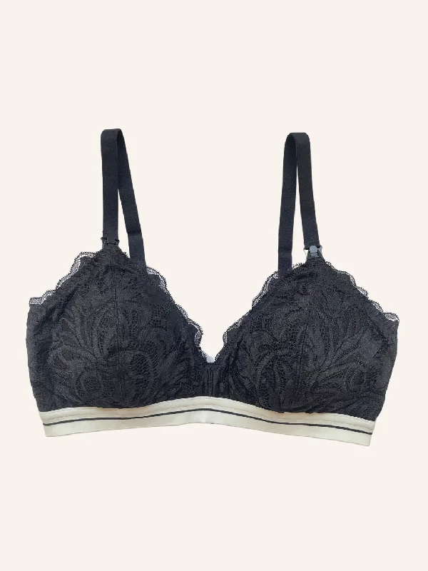 Lily Lace Organic Cotton Nursing Bralette - Black