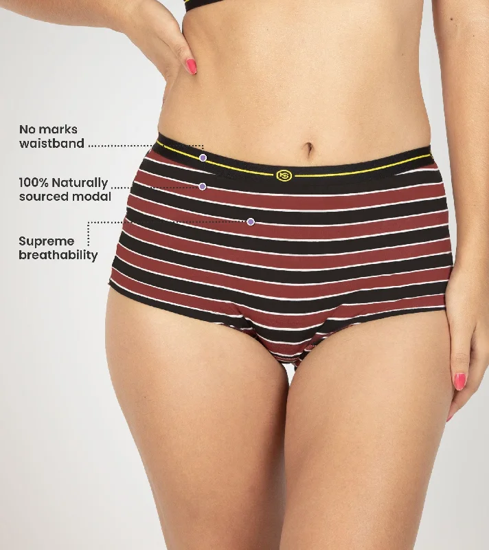 Maroon Zebra Micro Modal Boyshorts Women Underwear