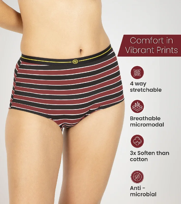 Maroon Zebra Micro Modal Boyshorts Women Underwear