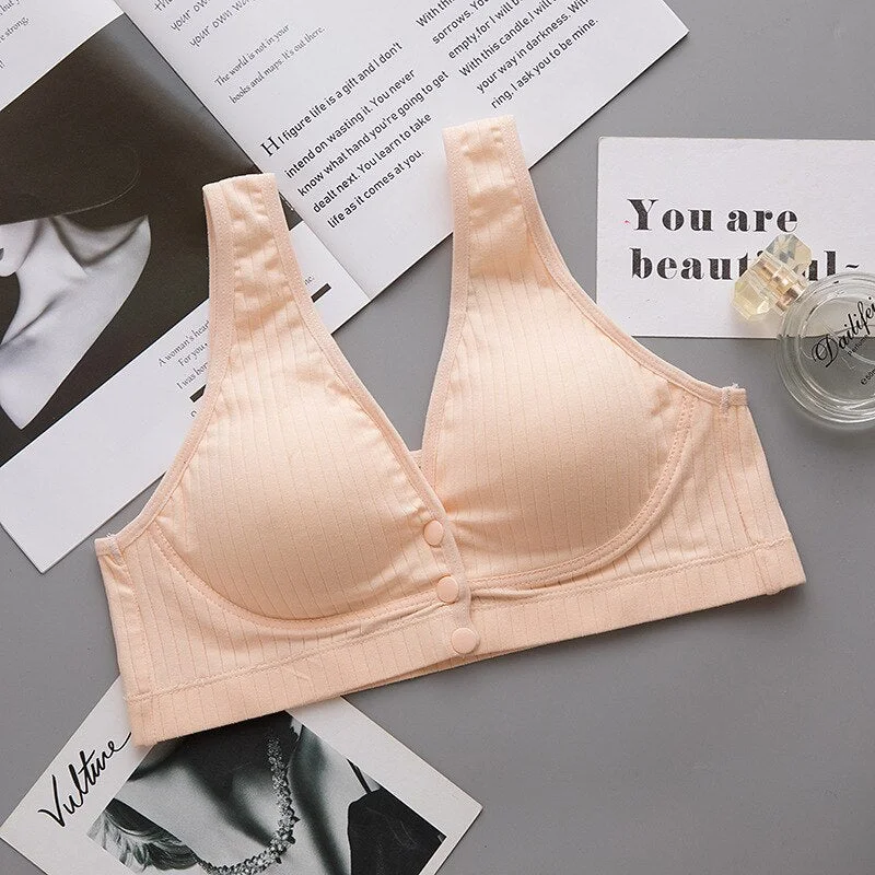 Maternity Nursing Bra for Pregnant Women Underwear Breastfeeding Bras Front Button  Female Cotton Clothing