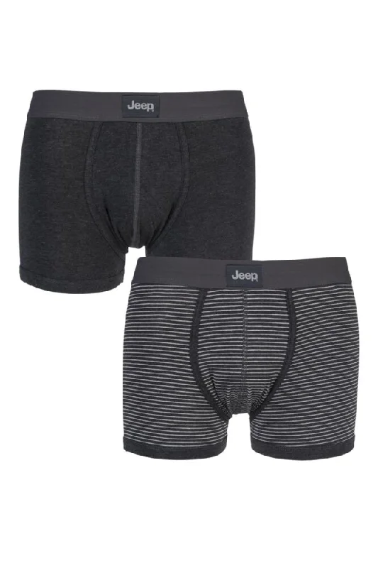 Mens 2 Pack Jeep Fine Stripe and Plain Hipster Trunks