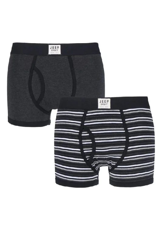 Mens 2 Pack Jeep Spirit Multi Stripe and Plain Cotton Rich Keyhole Trunks