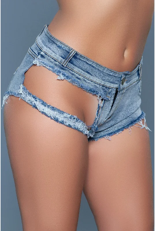 Mid waist denim booty shorts