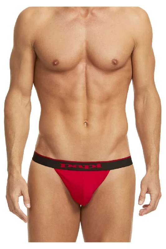 Papi 980902-950 3PK Cotton Stretch Thong Red-Gray-Black