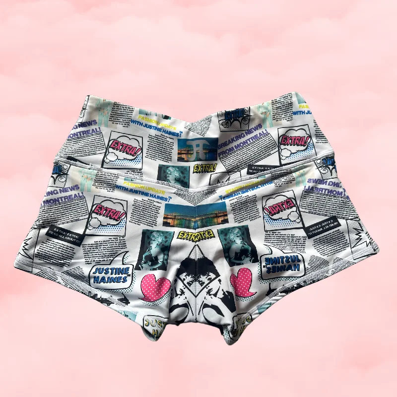 Period Short in FASHION NEWSPAPER PRINT