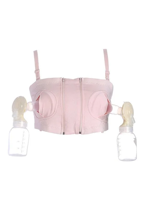 Prettymums - Hands-Free Breast Pumping Bra with Removable Straps (Pink)