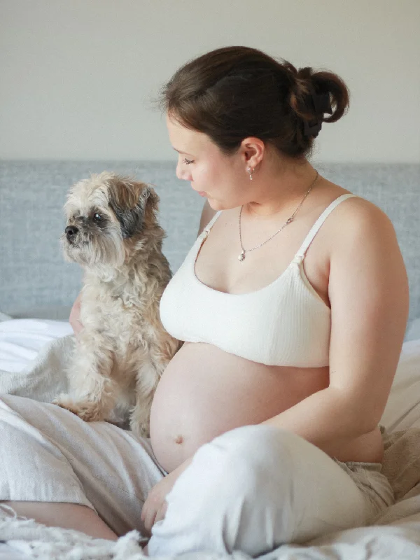 Rib Organic Cotton Nursing Bralette - Ivory