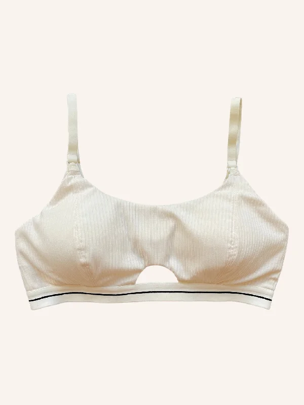 Rib Organic Cotton Nursing Bralette - Ivory