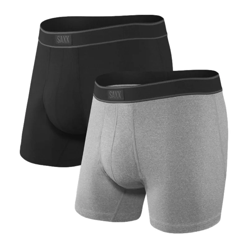 Saxx Daytripper Boxer Brief Fly 2 Pack - Black / Grey Heather