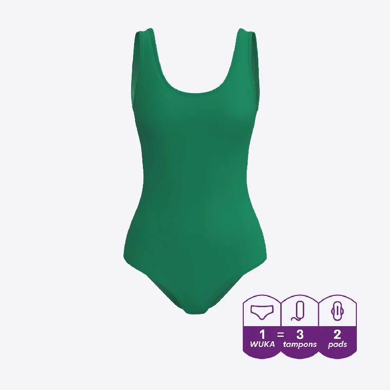 WUKA Scoop Back Period Swimsuit - Tennis Green