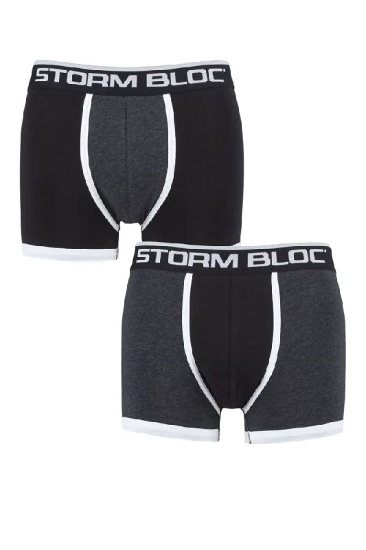 Storm Bloc Mens 2 Pair Cotton Fitted Contrast Trunks