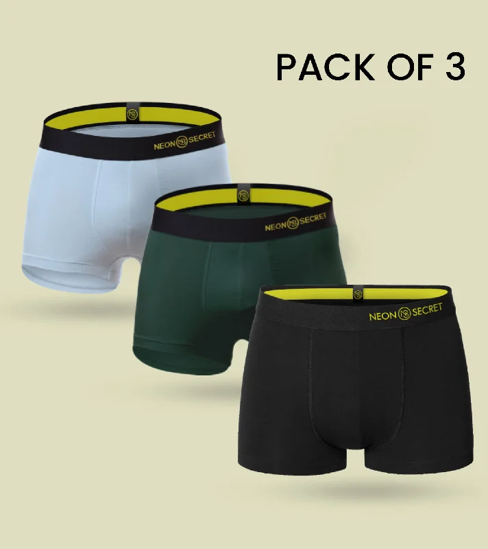 Super comfy Micro-modal Trunk- Pack of 3 (Martini Blue, Pine Green, Midnight Black)