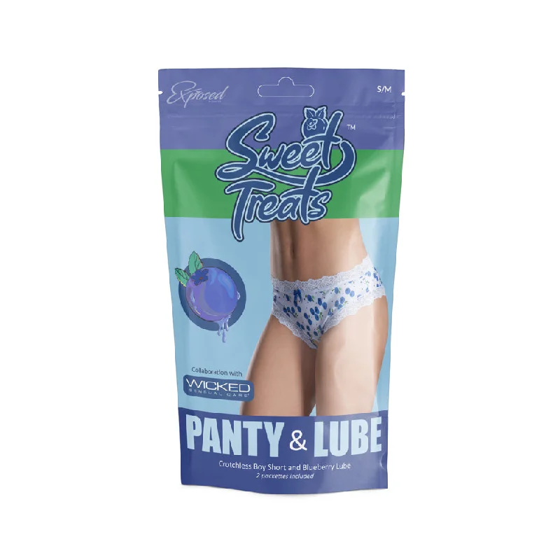 Sweet Treats Crotchless Boy Short W/ Lube Blueberry 2Xl