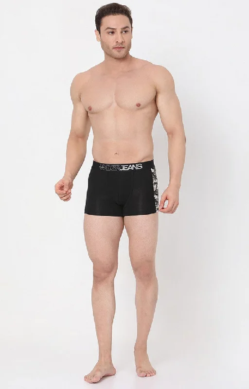 Underjeans By Spykar Men Black Solid Trunks