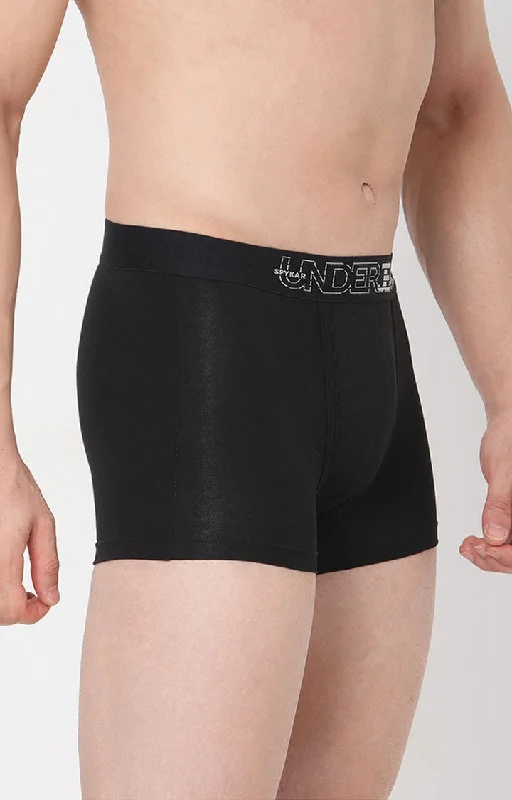 Underjeans By Spykar Men Black Solid Trunks