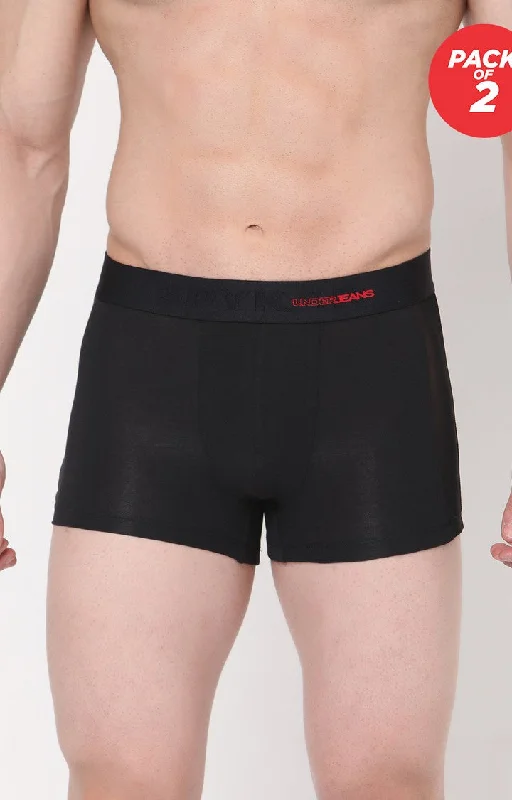 Underjeans by Spykar Men Premium Cotton Blend Black Trunk - (Pack of 2)