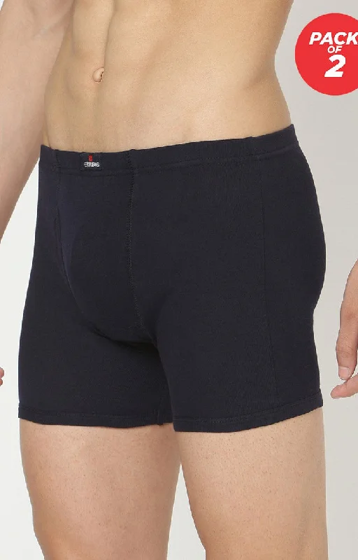 Underjeans by Spykar Men Premium Cotton Blend Navy Trunk - (Pack of 2)