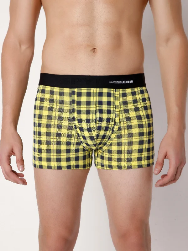 Men Premium Orange Check & Yellow Check Cotton Blend Trunk (Pack of 2)- UnderJeans by Spykar