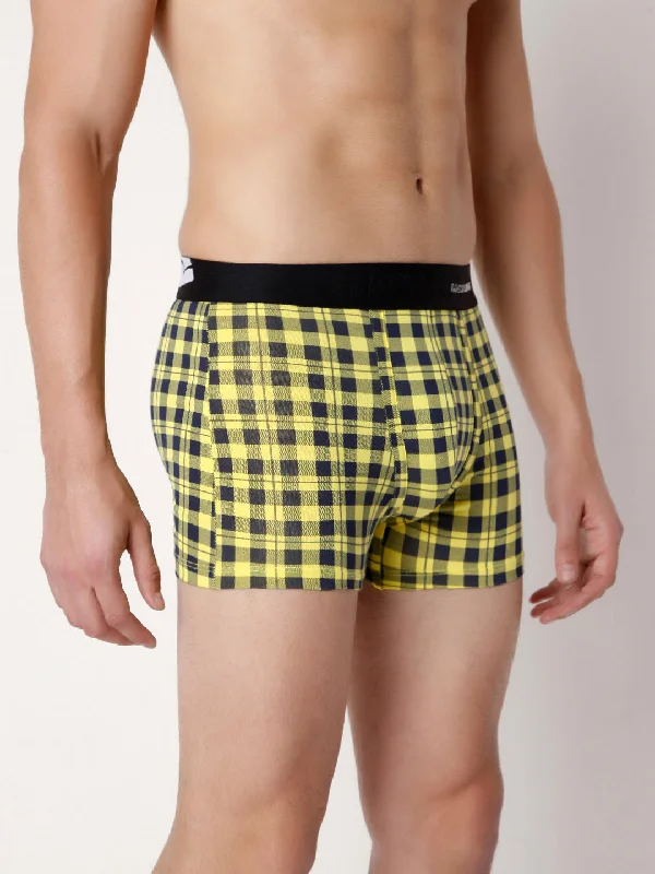 Men Premium Orange Check & Yellow Check Cotton Blend Trunk (Pack of 2)- UnderJeans by Spykar