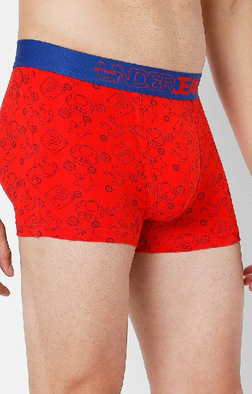 Underjeans by Spykar Men Premium Red Cotton Blend Printed Trunk