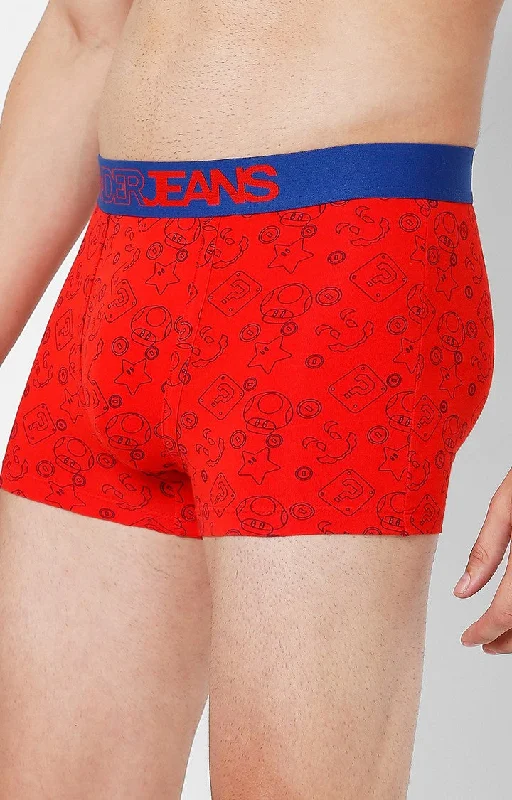 Underjeans by Spykar Men Premium Red Cotton Blend Printed Trunk