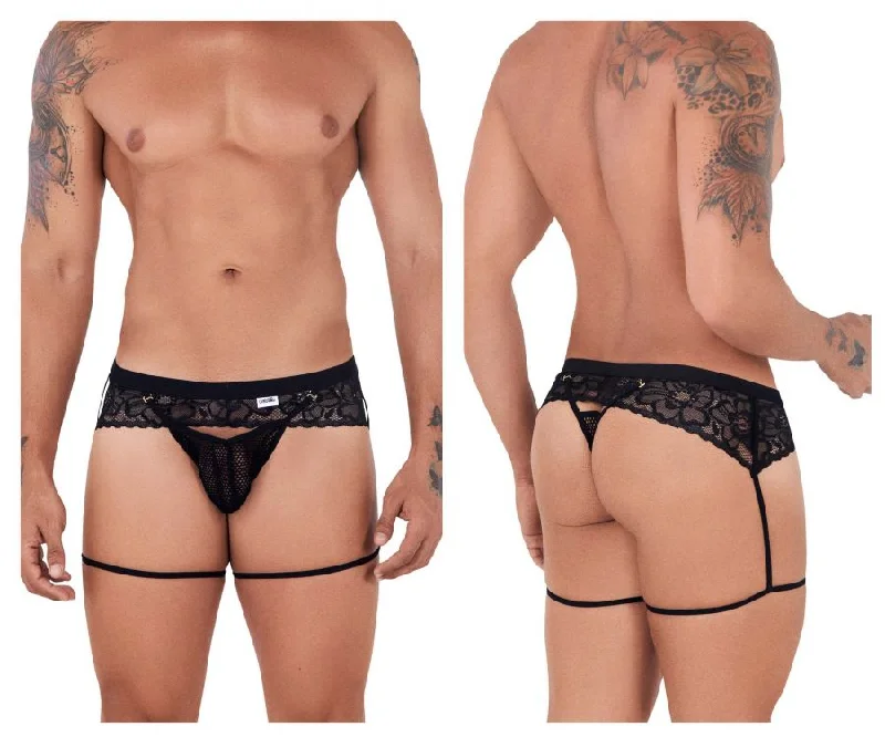 Mesh-Lace Garter Thongs