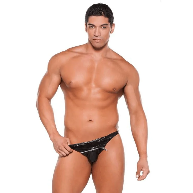 Zeus Wet Look Zipper Thong