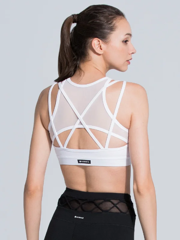 THEORY BRA,WHITE/WHITE MESH