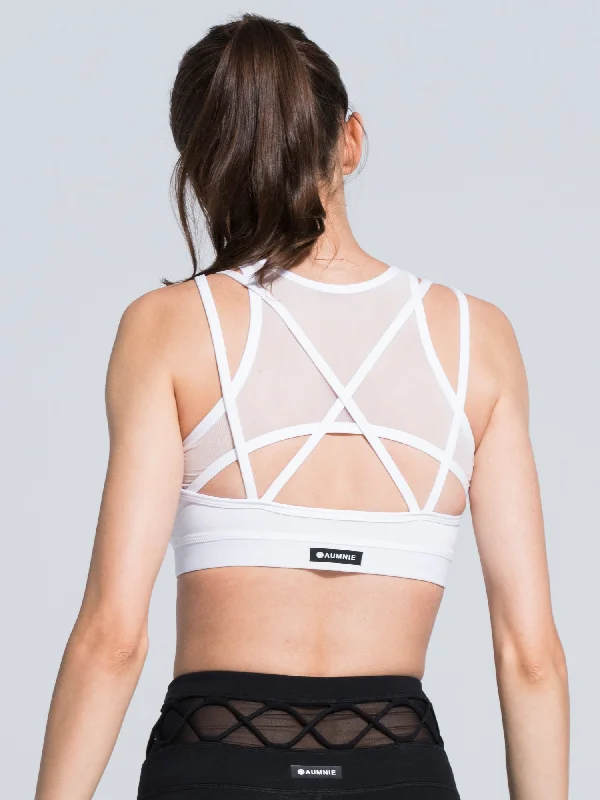 THEORY BRA,WHITE/WHITE MESH