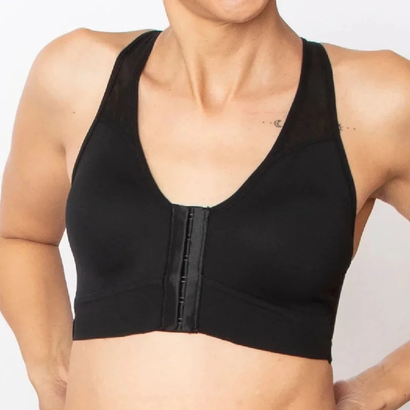 ANAONO BIANCA FRONT CLOSURE SPORTS BRA BLACK