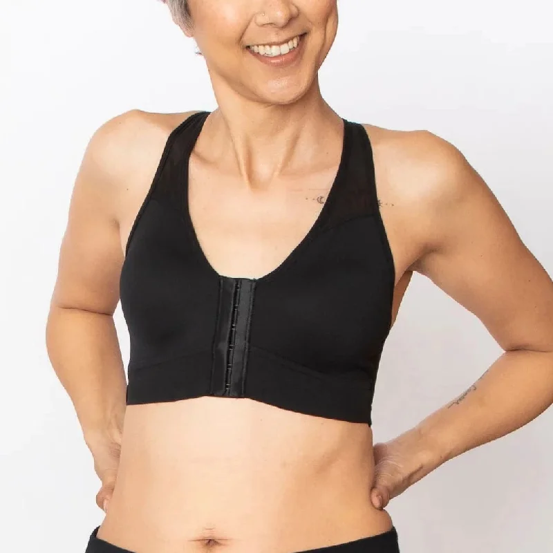 ANAONO BIANCA FRONT CLOSURE SPORTS BRA BLACK