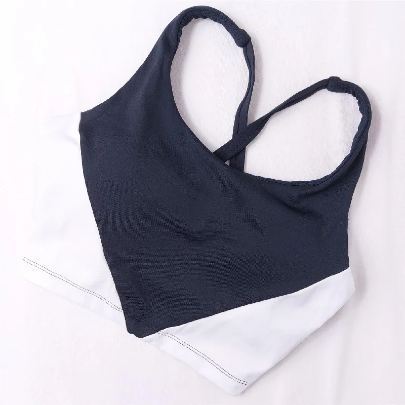 Cycle House Sports Bra Marika Non-Wired Removable Padding Crossback Black White