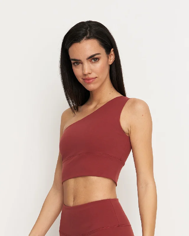 Essential One Shoulder Bra Marsala Red