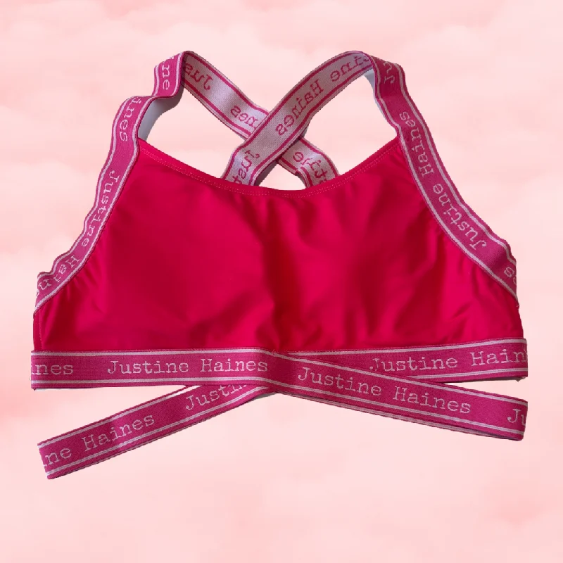 Sweetheart CrissCross Strappy Bra in HOT PINK