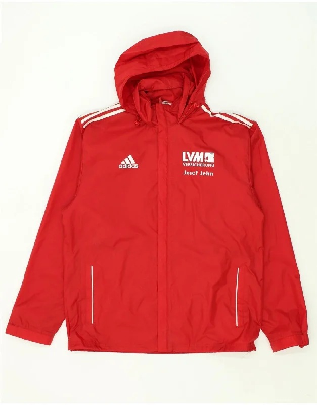 Men's Coats with PocketsADIDAS Mens Graphic Hooded Rain Jacket UK 44/46 Large Red Polyester