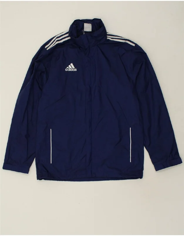Casual Men's Bomber JacketsADIDAS Mens Graphic Hooded Windbreaker Jacket UK 38/40 Medium Navy Blue