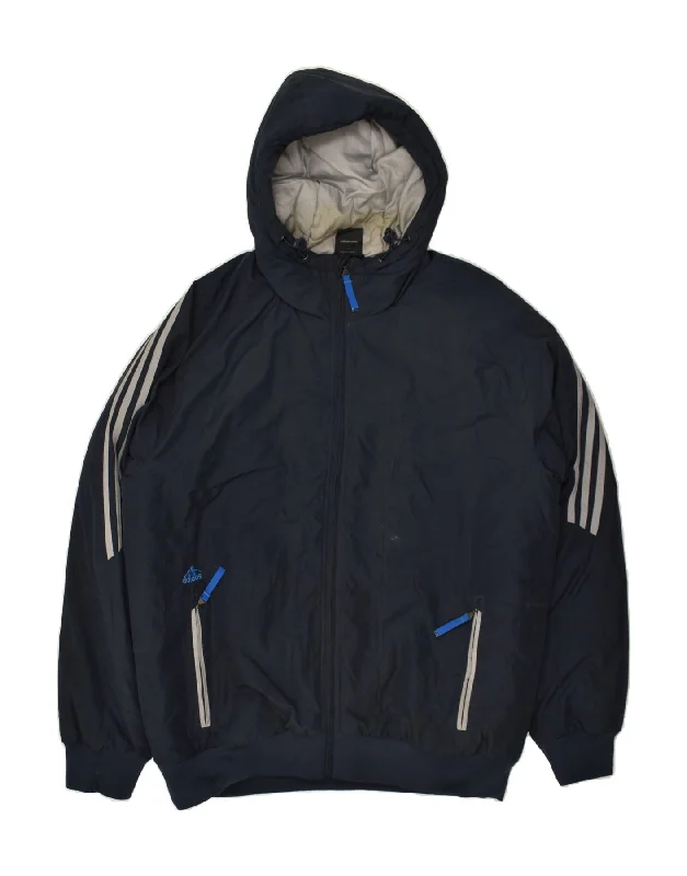 Luxurious Men's Cashmere CoatsADIDAS Mens Hooded Windbreaker Jacket UK 40 Large Navy Blue
