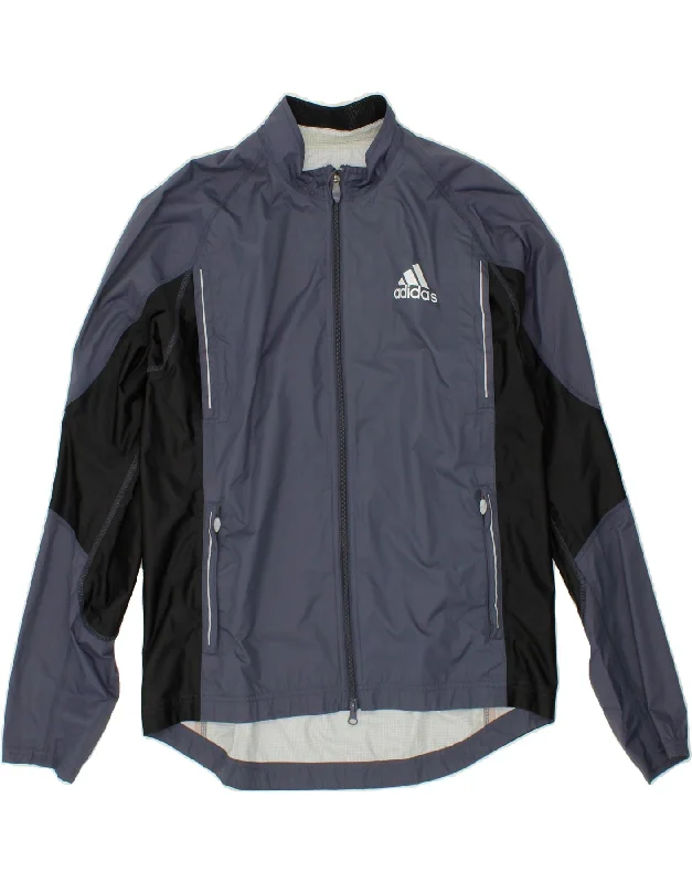 Men's Coats with VentilationADIDAS Mens Rain Jacket UK 38 Medium Navy Blue Colourblock Polyamide