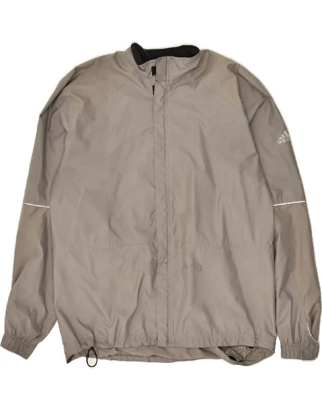 Men's Coats with Quilted LiningADIDAS Mens Rain Jacket UK 44/46 Large Grey Polyester